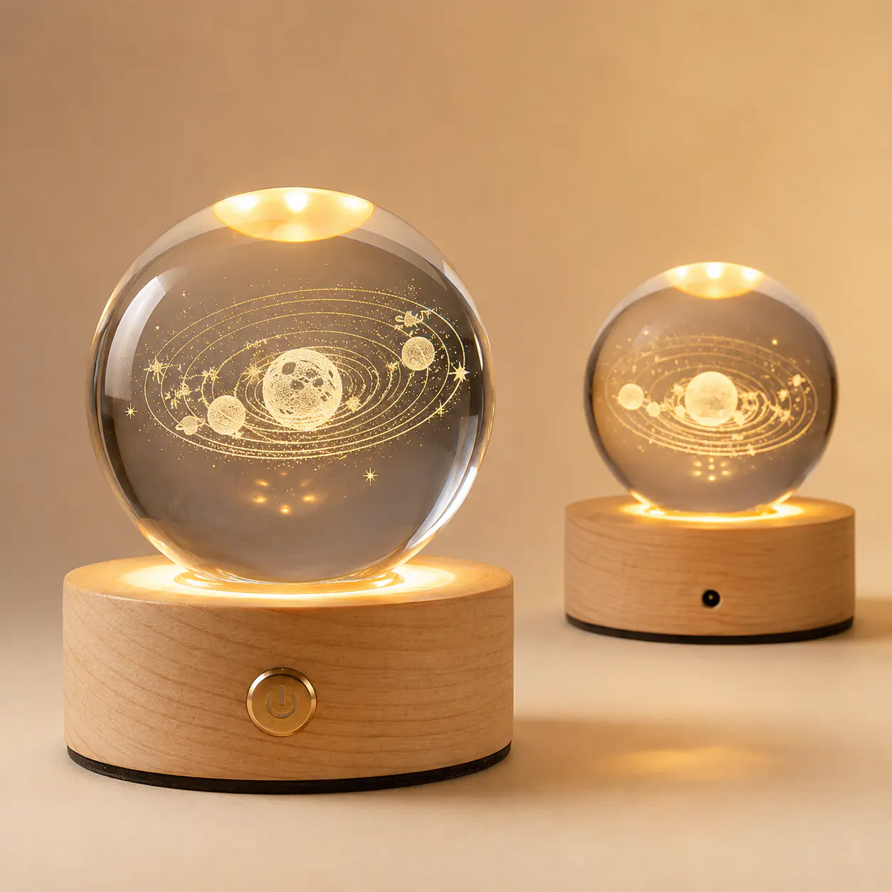Rechargeable Wood Base Crystal Ball Night Light