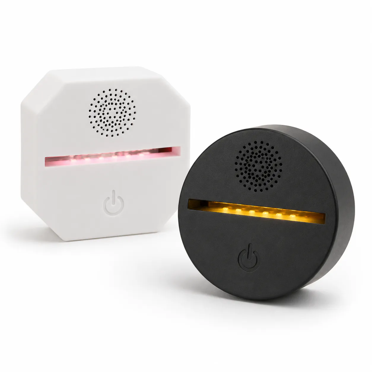 Bluetooth speaker acrylic lamp bases in round and square black and white housings