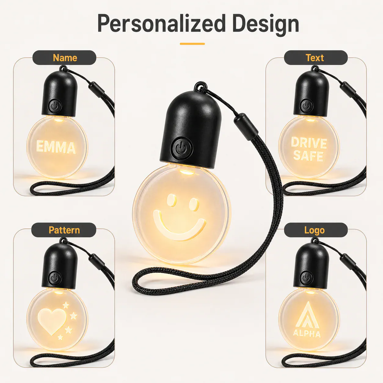 Personalized design options for an illuminated acrylic gift product